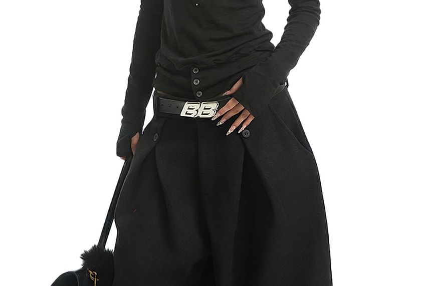 Turtleneck Knit Top with Long Sleeves