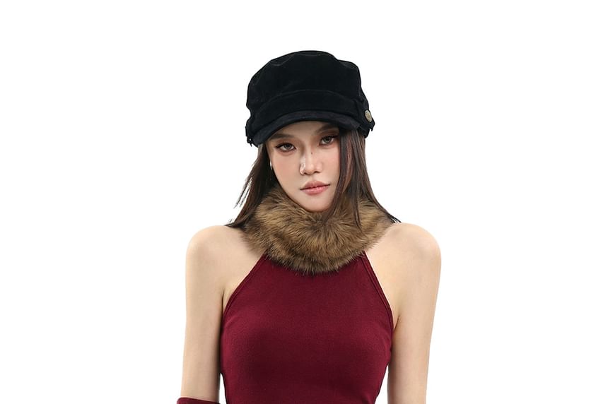 Set: Faux Fur Trim Tank + Arm Sleeves