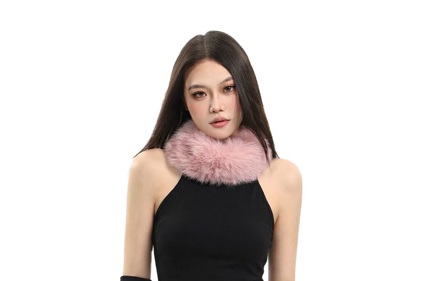 Set: Faux Fur Trim Tank + Arm Sleeves