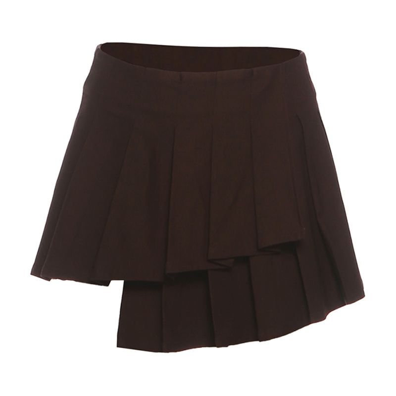 Lace Panel Crop Camisole with Pleated Skirt Set