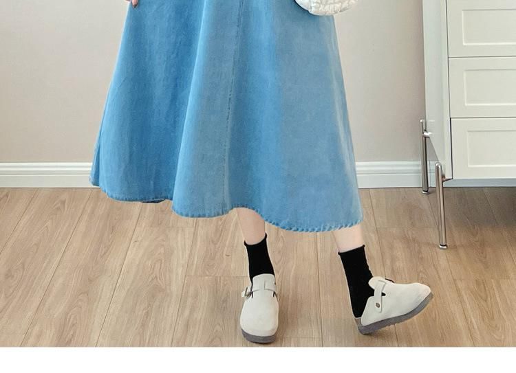 Maternity Turtleneck Tee with Denim Midi Dress Set