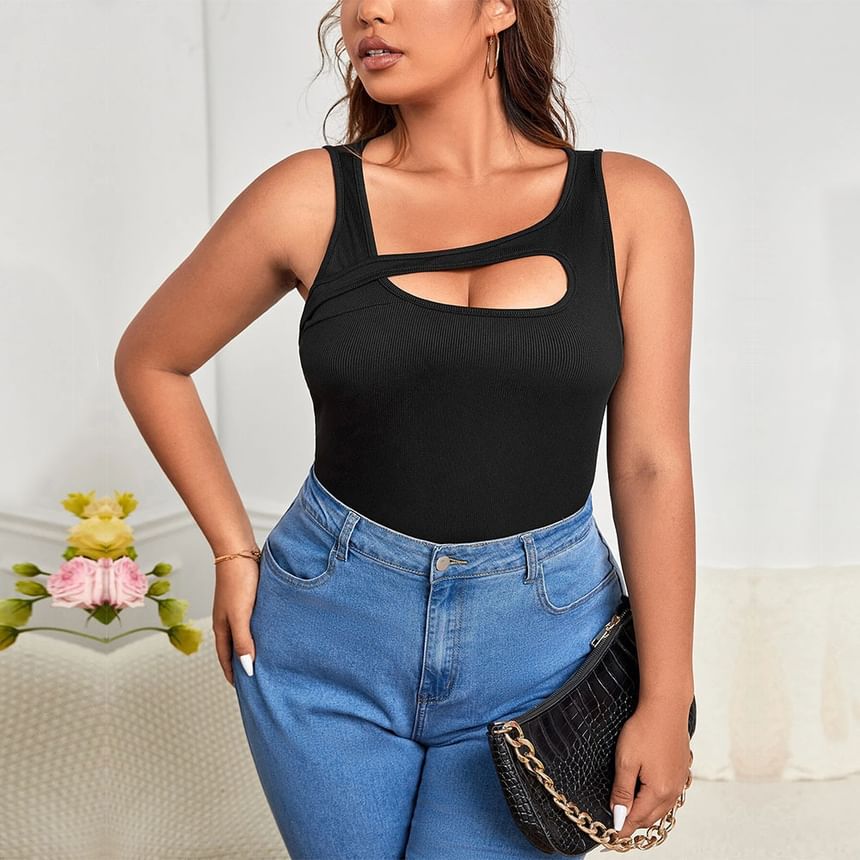 Asymmetrical Cutout Ribbed Tank