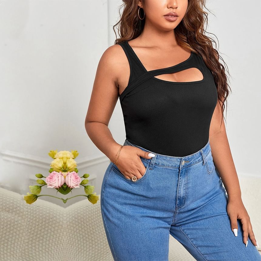 Asymmetrical Cutout Ribbed Tank