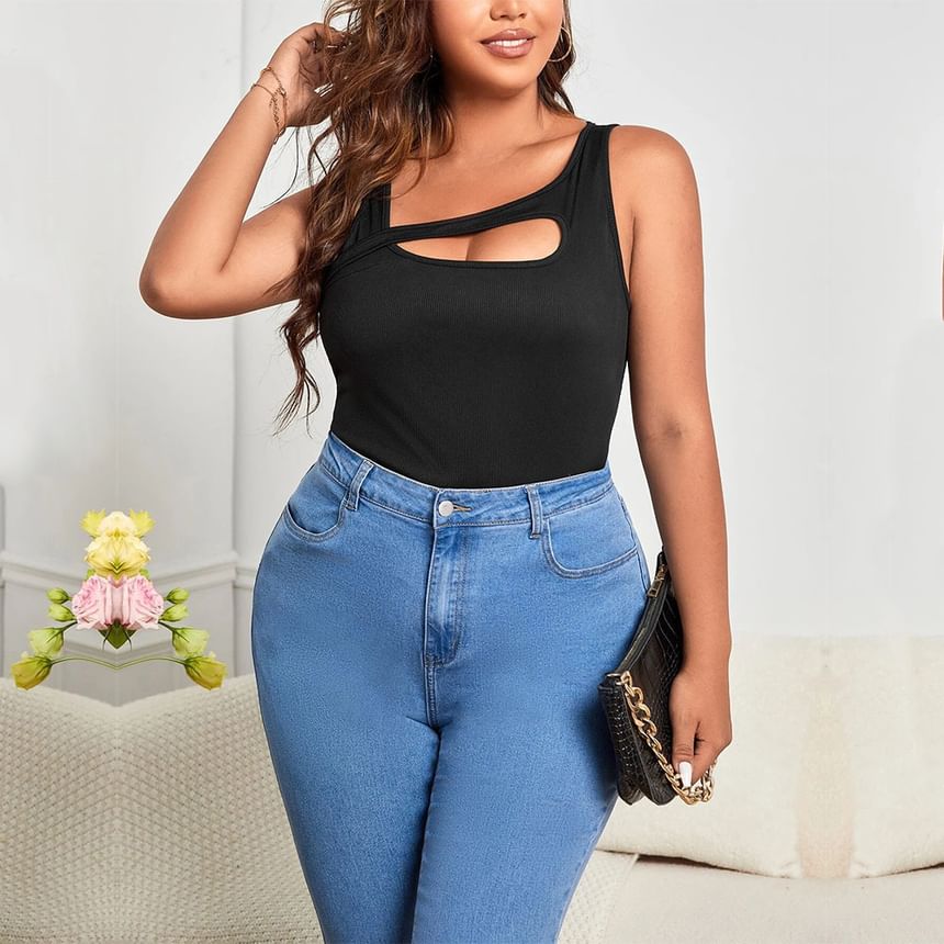 Asymmetrical Cutout Ribbed Tank