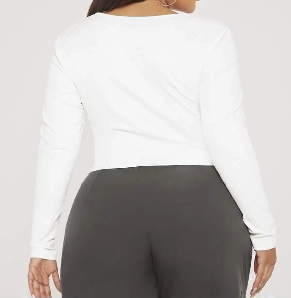 V-Neck Ruched Slit Crop Knit