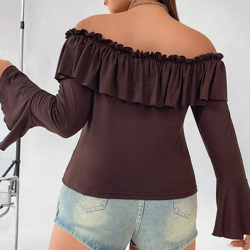Ruffle Trim Crop Tee with Tie Front