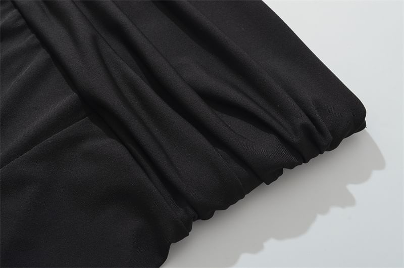Low Rise Plain Asymmetrical Ruched A-Line Skirt