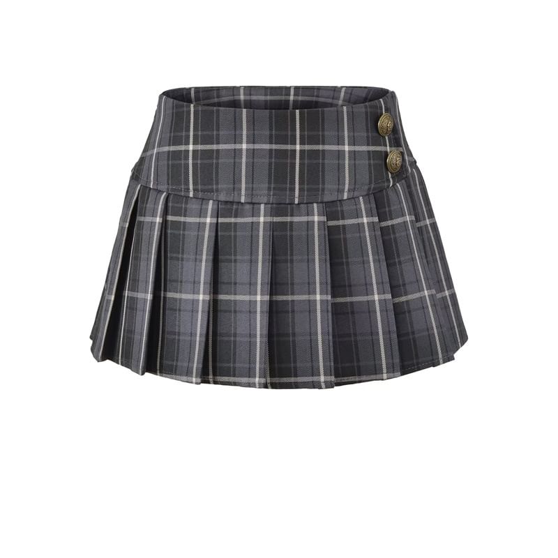 Low Rise Paid Pleated Mini A-Line Skirt