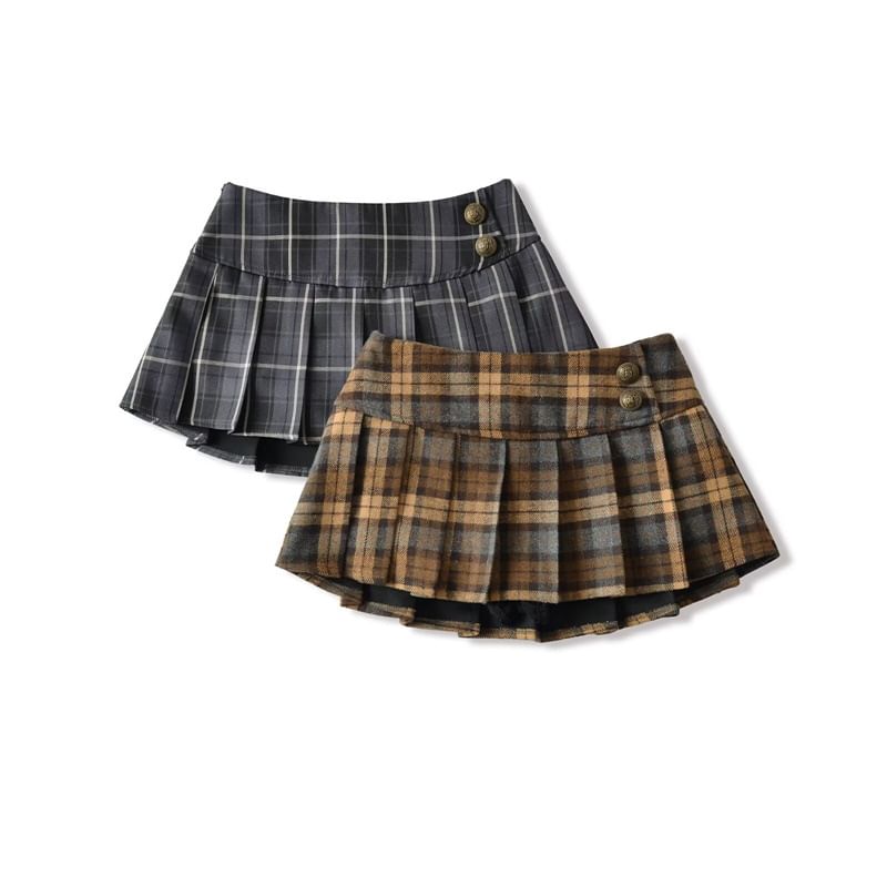 Low Rise Paid Pleated Mini A-Line Skirt