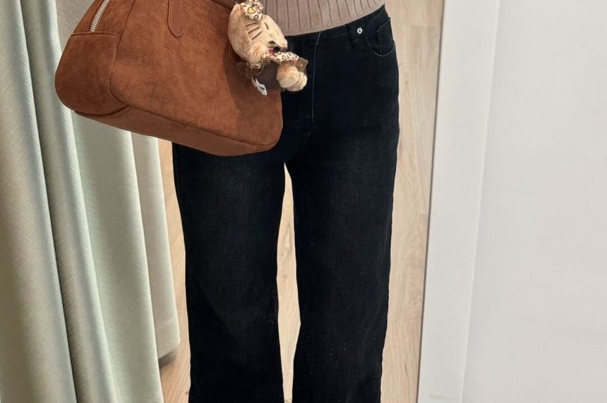 Cold Shoulder Knit Crop Top with Halter Neck