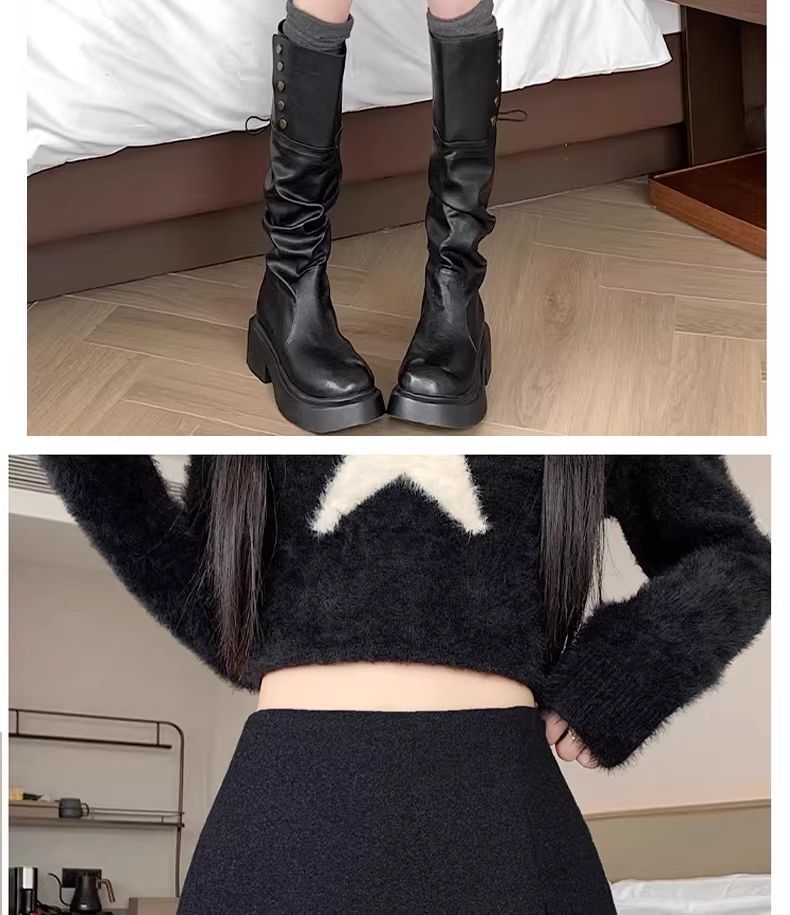 High Waist Plain Slit Mini A-Line Skirt