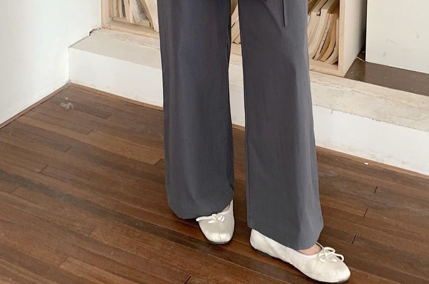 Wide Leg Pants and Lace Overlay Skirt Set - High Waist