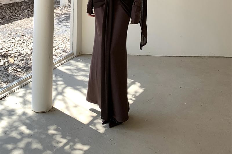 Maxi Mermaid Skirt with High Waist and Top Set