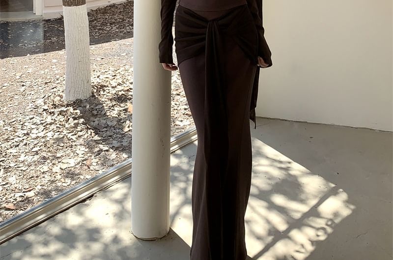 Maxi Mermaid Skirt with High Waist and Top Set