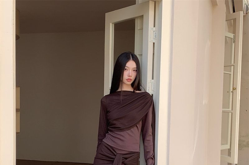 Maxi Mermaid Skirt with High Waist and Top Set