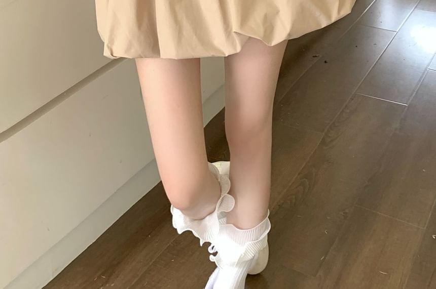 Drawstring Waist Plain Mini A-Line Skirt