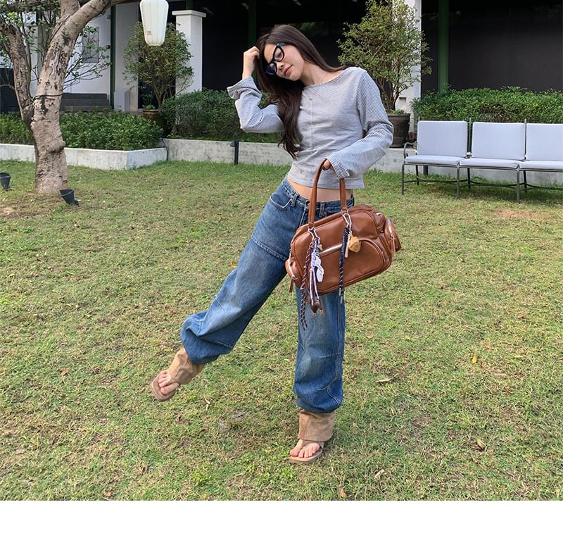 Flared Jeans with Overlay Skirt - Mid Rise