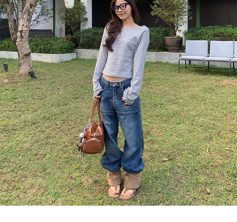 Flared Jeans with Overlay Skirt - Mid Rise
