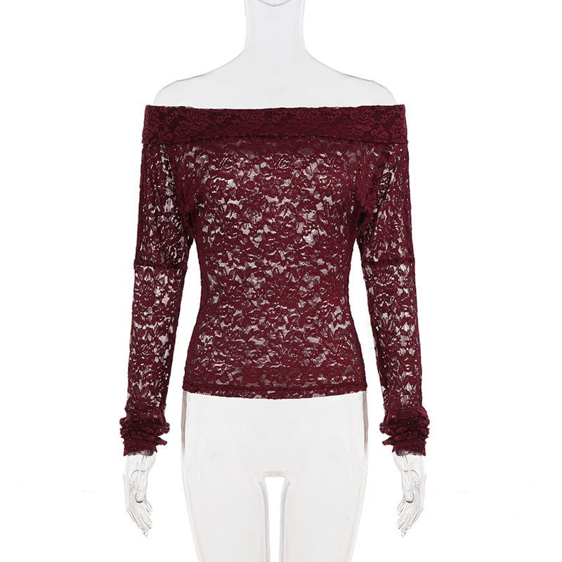 Off-Shoulder Lace Slim Fit Crop Top & Low Rise Sequin Ruched Mini Pencil Skirt