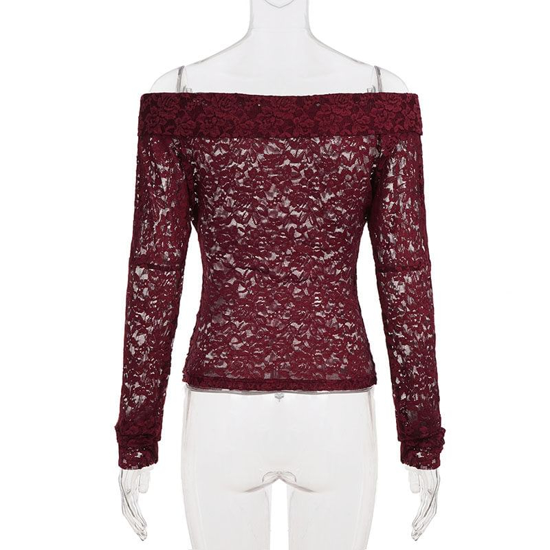 Off-Shoulder Lace Slim Fit Crop Top & Low Rise Sequin Ruched Mini Pencil Skirt