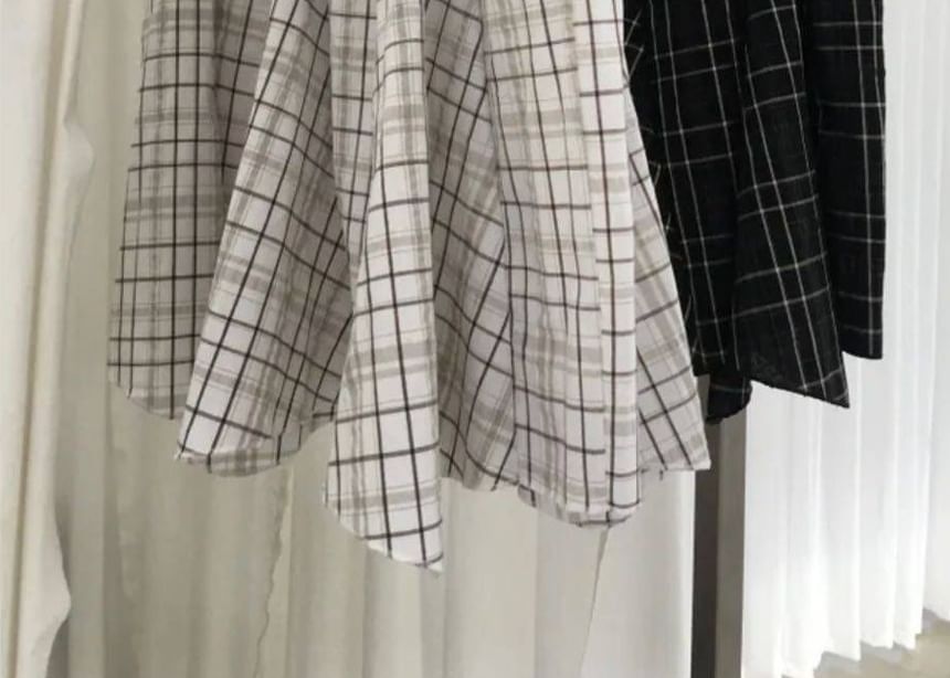 Mid Waist Plaid A-Line Skirt