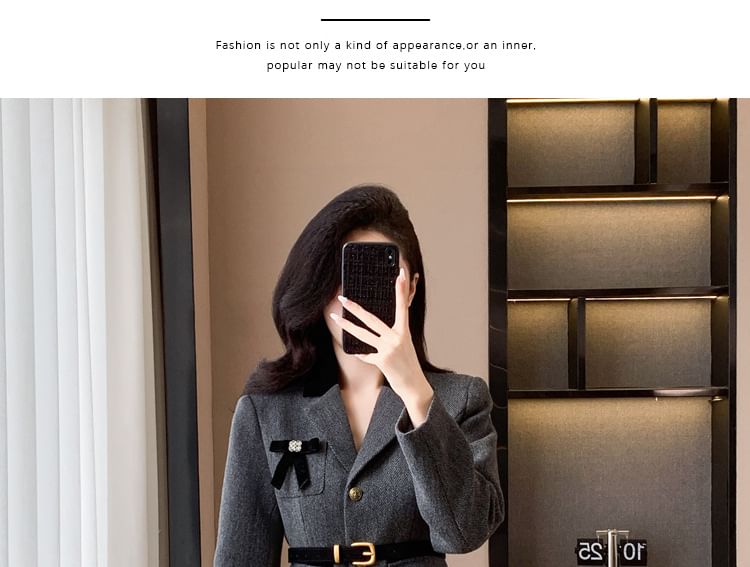 Lapel Collar Single Breasted Blazer & High Waist Mini Pleated Skirt Set