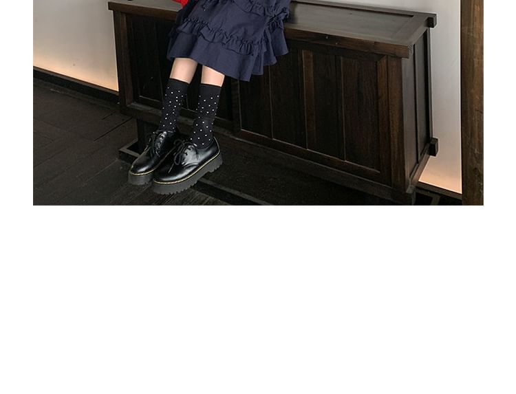 Drawstring Waist Plaid Ruffle A-Line Skirt