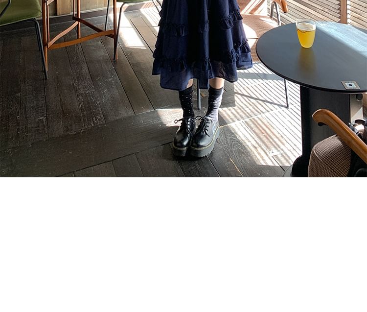 Drawstring Waist Plaid Ruffle A-Line Skirt