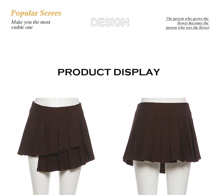 Halter Lace Up Panel Lace Bustier Top & Mid Rise Pleated Asymmetrical Mini Skirt
