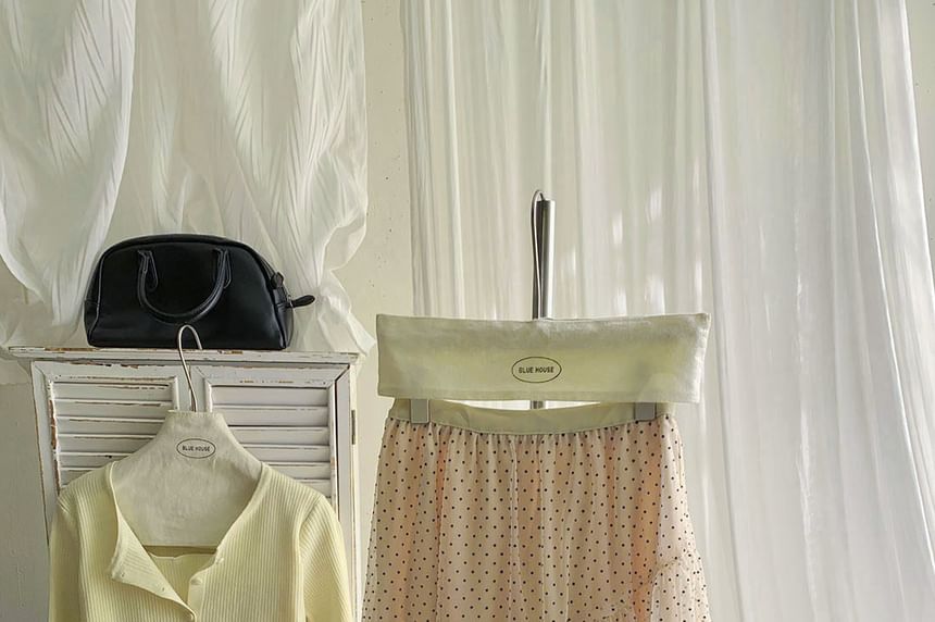 Dotted Mesh A-Line Skirt with Tiered Asymmetry