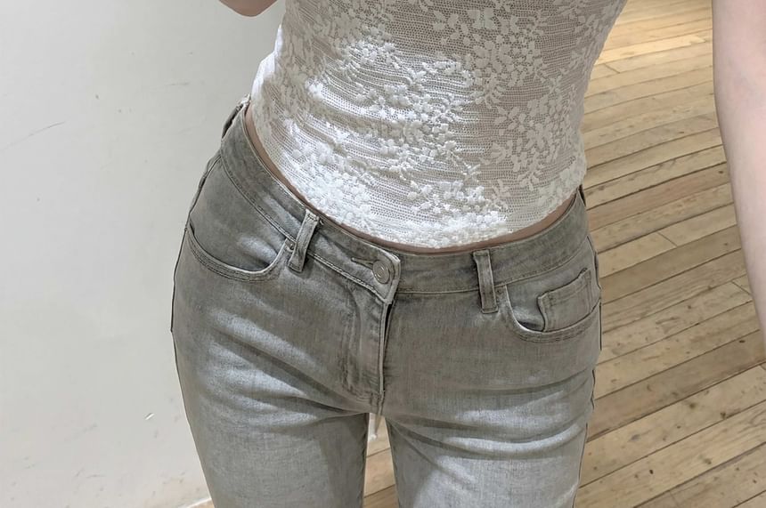 Crew Neck Crop Lace Top Short Sleeve