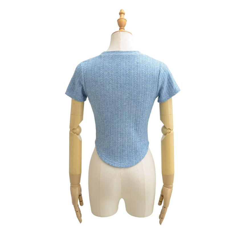 U-Neck Crop Tee with Short Sleeves