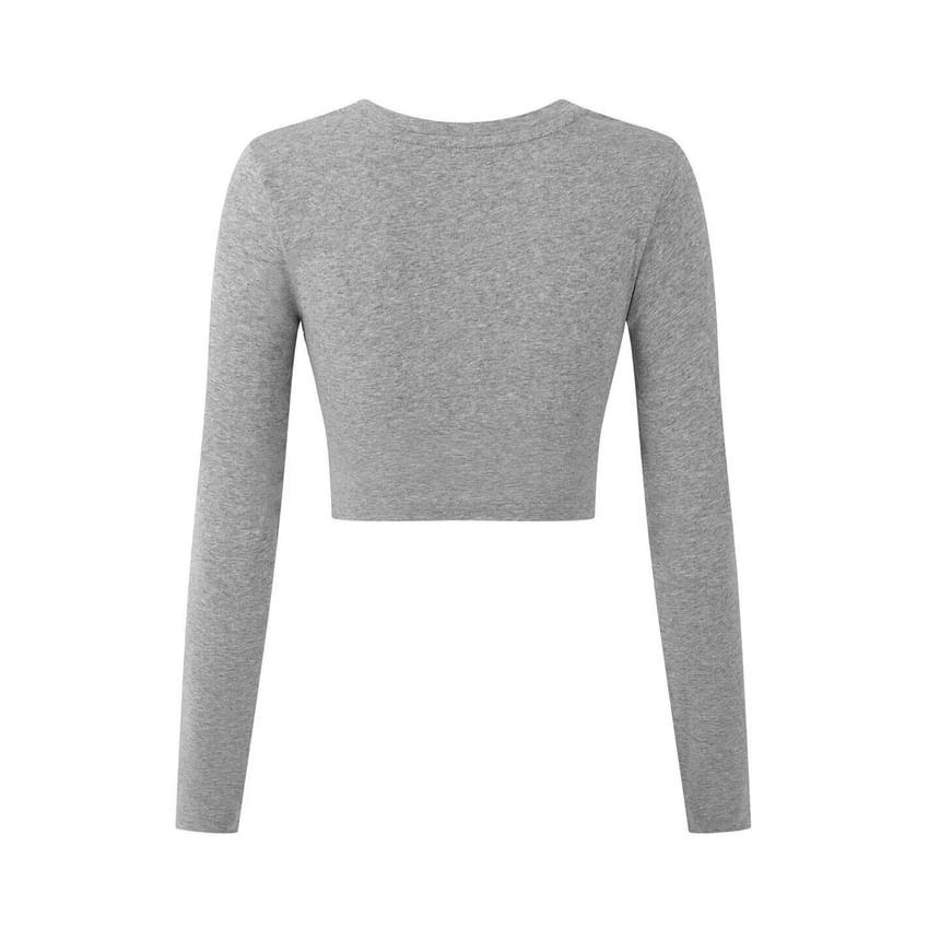 Crop Crewneck Tee with Long Sleeves