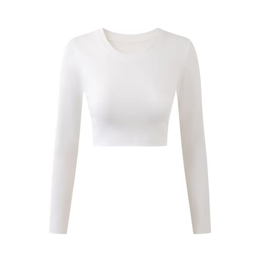 Crop Crewneck Tee with Long Sleeves