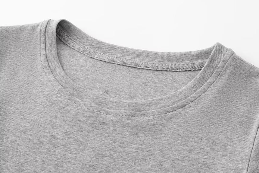 Crop Crewneck Tee with Long Sleeves