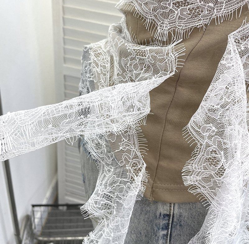 Asymmetrical Padded Lace Crop Tube Top