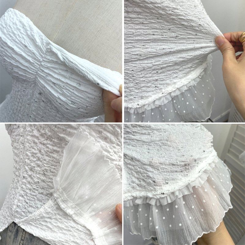 Shimmer Lace Cutout Cropped Tube Top