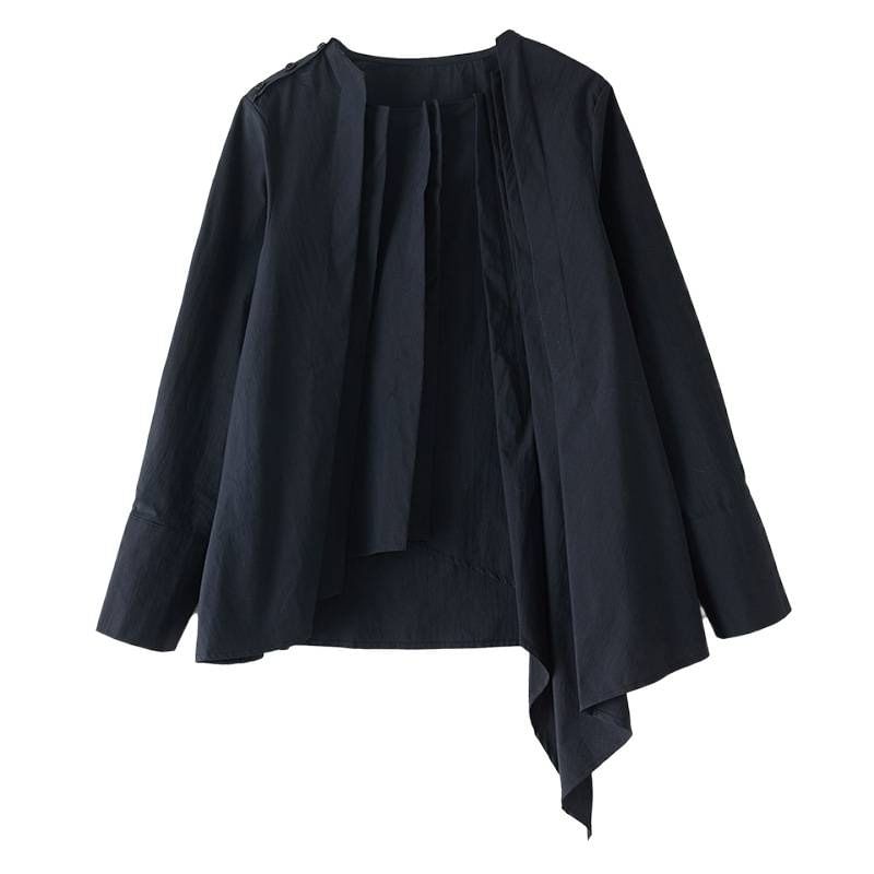 Asymmetrical Crewneck Shirt with Long Sleeves