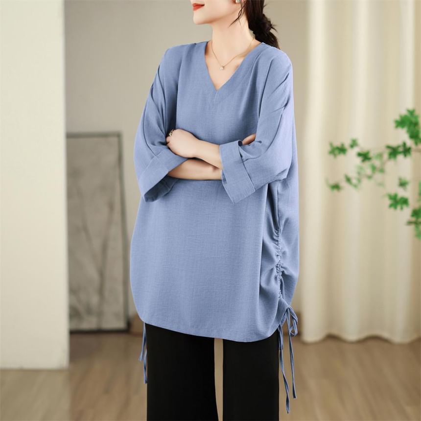 V-Neck Tunic with Three-Quarter Sleeves