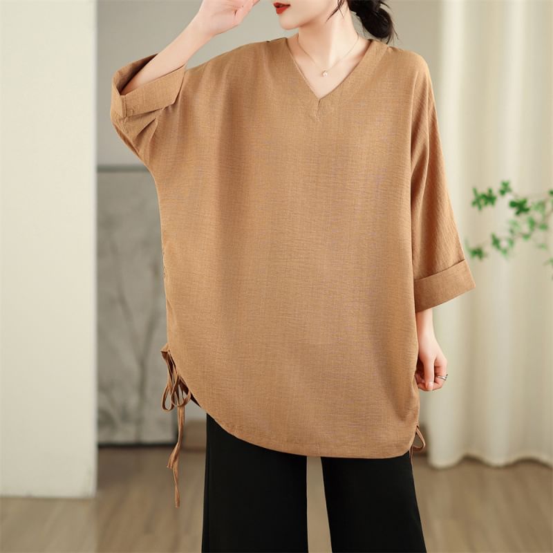 V-Neck Tunic with Three-Quarter Sleeves