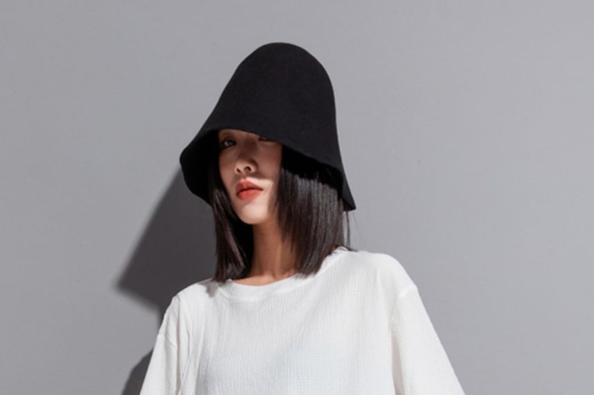 Ruched Asymmetric Crew Tee in Solid Hue