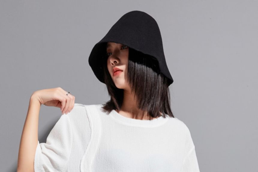 Ruched Asymmetric Crew Tee in Solid Hue