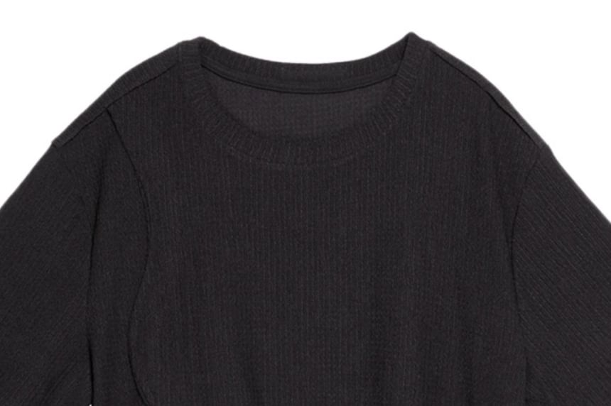 Ruched Asymmetric Crew Tee in Solid Hue