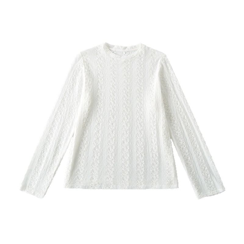 Crew Neck Lace Long Sleeve Top