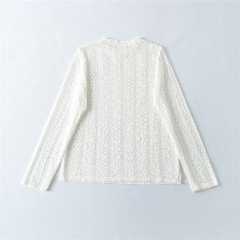 Crew Neck Lace Long Sleeve Top