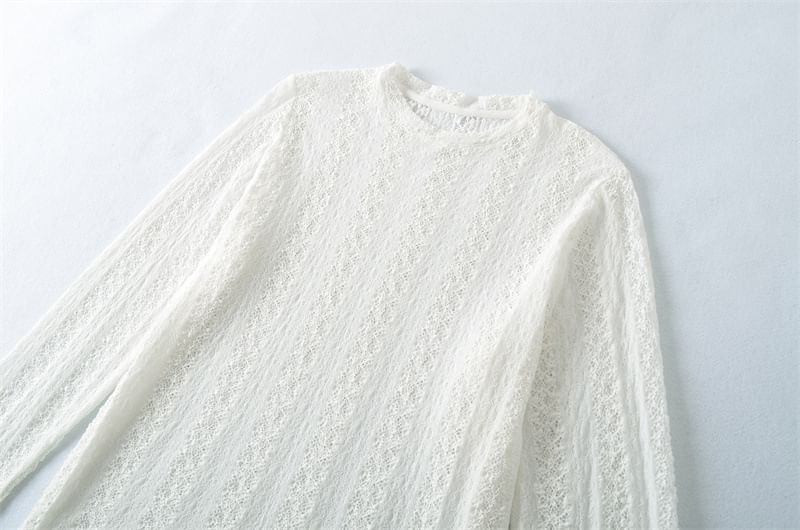 Crew Neck Lace Long Sleeve Top