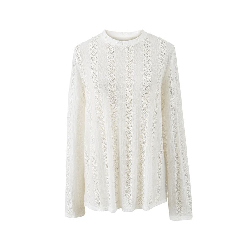 Crew Neck Lace Long Sleeve Top