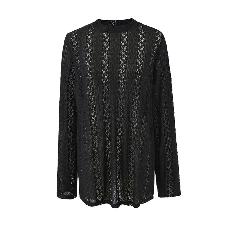 Crew Neck Lace Long Sleeve Top