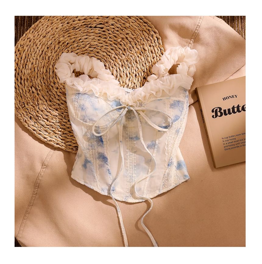 Tie-Dye Ruffle Mesh Cami