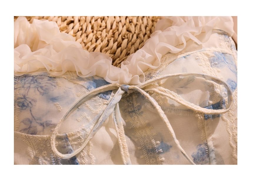 Tie-Dye Ruffle Mesh Cami